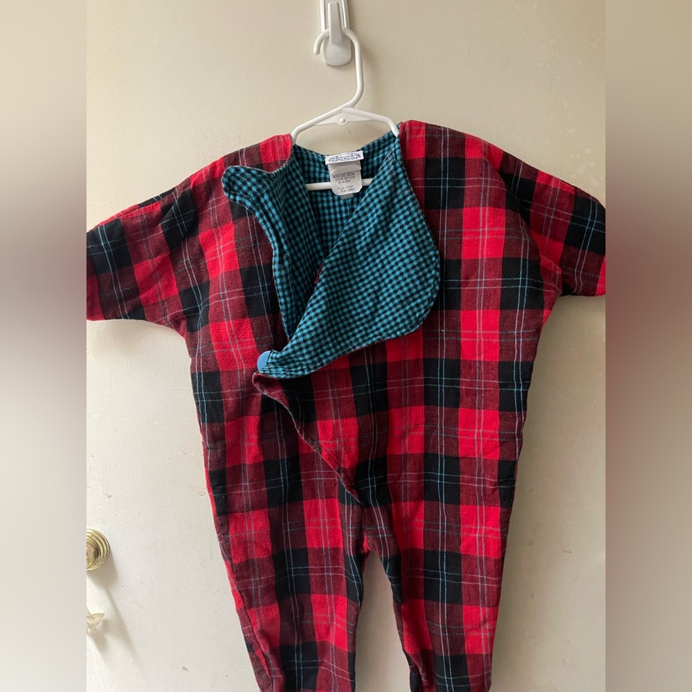 Golden rainbow 18.mo holiday plaid snow jumper with contrasting plaid interior